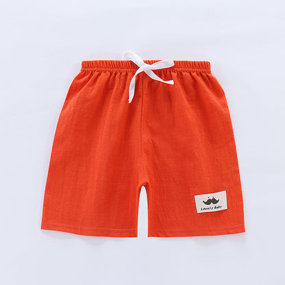 Children's Summer Thin Beach Slub Cotton Shorts