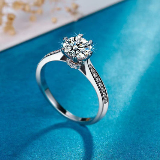 D Color Moissanite Luxuriant Inlaid Round Ring