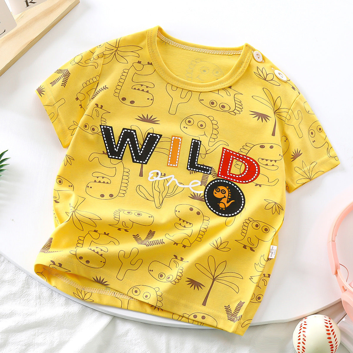 Children's Pure Cotton Cartoon Short-sleeved