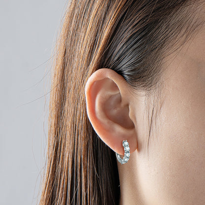 Women's Round Cut Silver Moissanite Stud Earrings