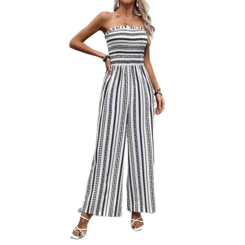 Ladies Striped Tube Top Jumpsuit