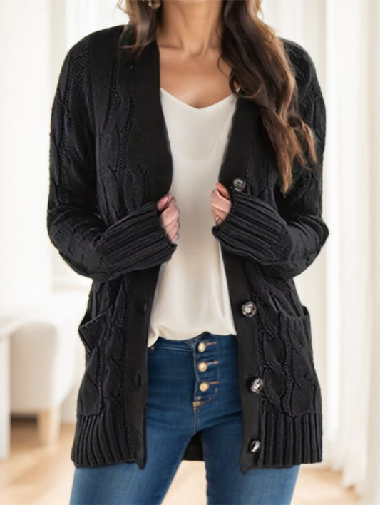 Women's Loose-Fit Cardigan With Double Buttons