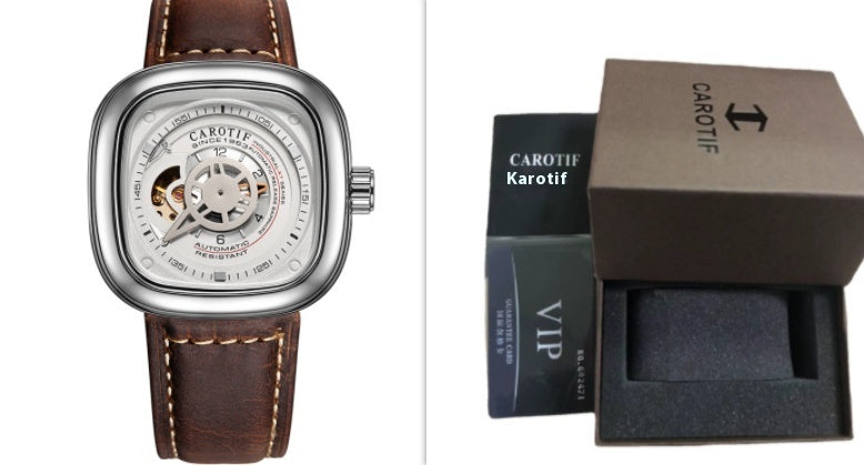 Mens hollow square dial watch