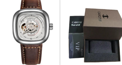 Mens hollow square dial watch