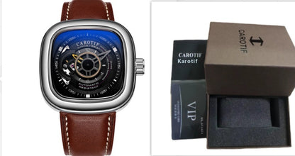 Mens hollow square dial watch