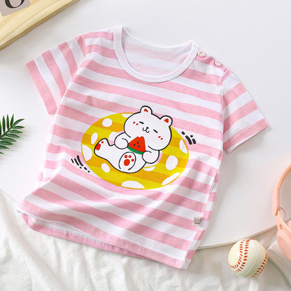 Children's Pure Cotton Cartoon Short-sleeved