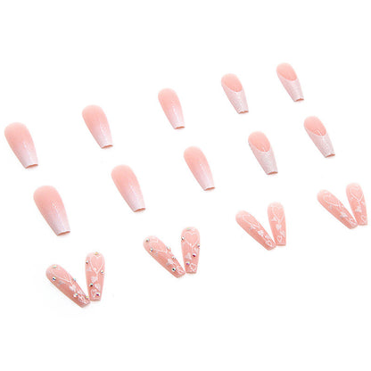 Long Ballet Nails 24 Pieces Gradient Nail Stickers