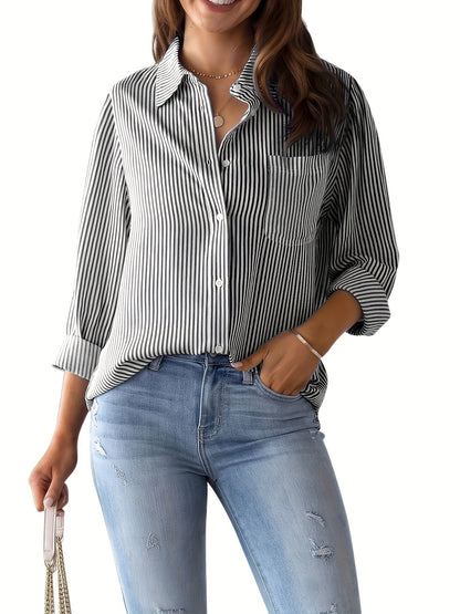 Women's Casual Long Sleeved Shirt With Pockets